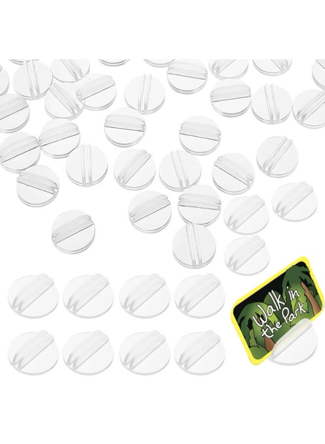 سيوسي Clear Plastic Card Stands, Mini Table Number Holders for Weddings & Events, Translucent Place Card Clips, Miniature Display Stands for Menus, Price Tags, Game Cards (50 Pcs, Lightweight) - Image 1